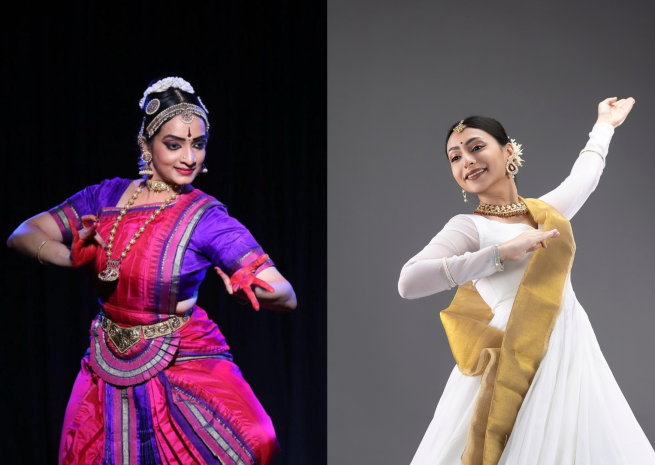 Two dancers featured in different dance poses