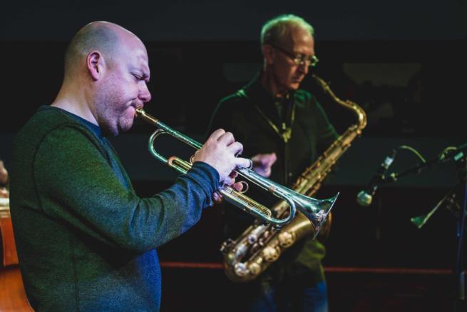 Trumpet player and sax player