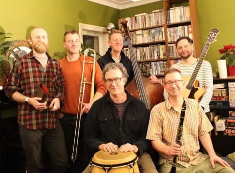 Big Bamboo band with their instruments 