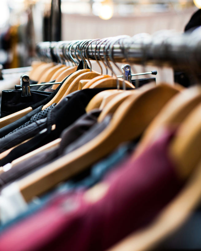 clothes on a rack