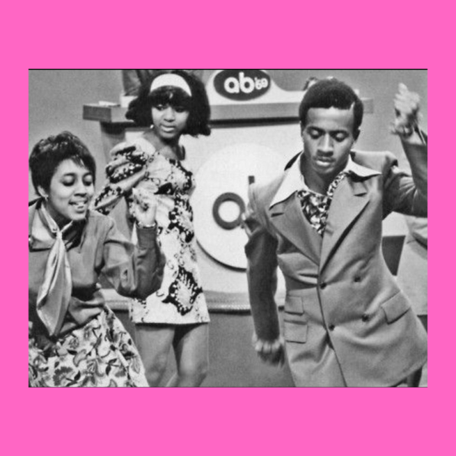 Retro black and white image of young people dancing