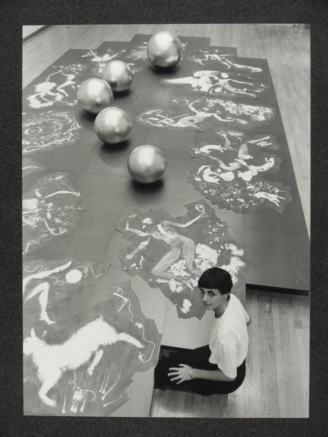 Helen Chadwick with her installation The Oval Court 1984-6
