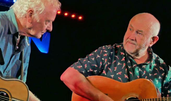 Billy Mitchell and Bob Fox playing on stage.