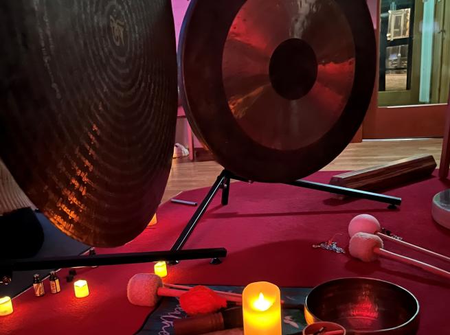 An image of gongs and candles