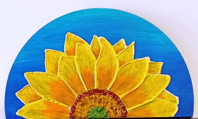 Girasol, Textured Acrylic on Recycled Wood