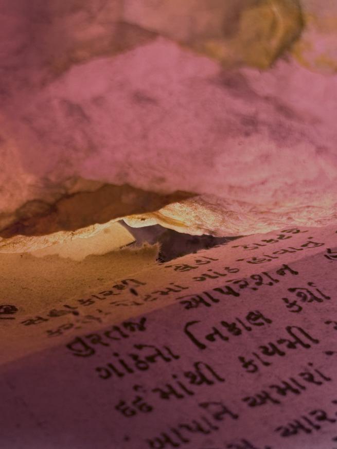Rose Quartz and Sanskrit text