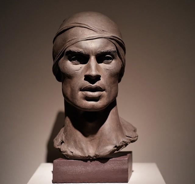 A bust, made from black terracotta of Rudolph Nureyev