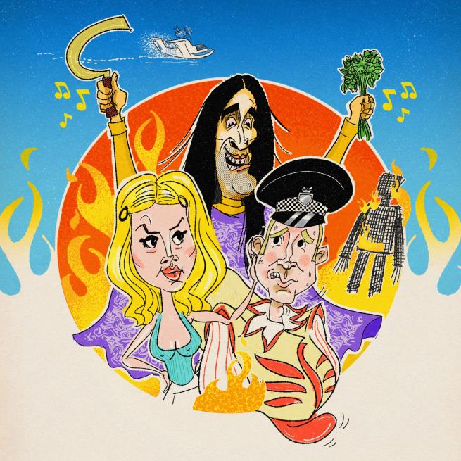 Illustration of characters from The Wicker Man