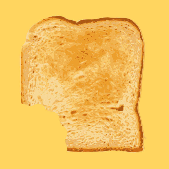 a piece of toast with a bite taken out