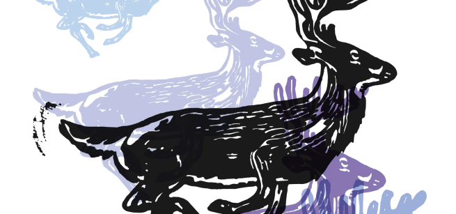 Image of a lino printed stag.