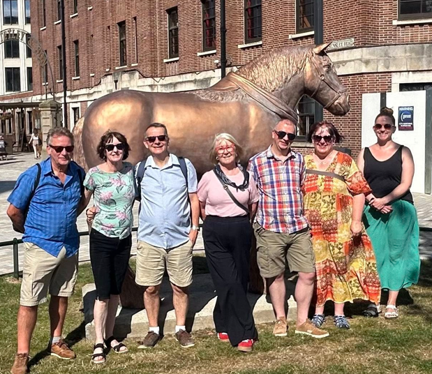 A group of people at the Tetley Brewery site