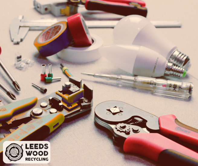 light bulbs, screw drivers, electrical tape