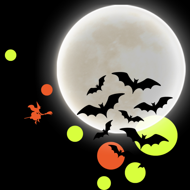 HALLOWEEN IMAGE WITH MOON AND BATS