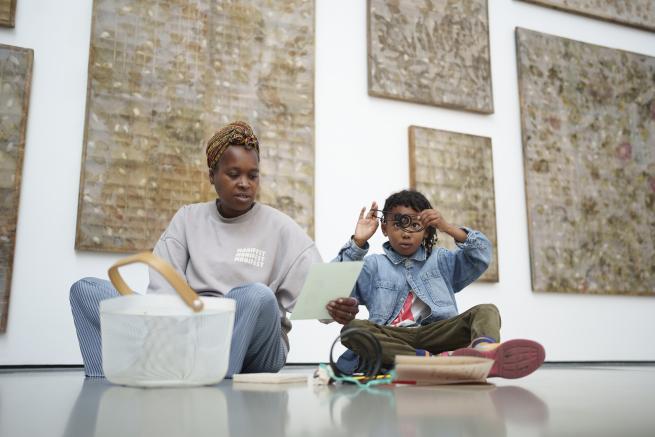 Family Arts activity - Image Taken of Mother and Son at Henry Moore Institute - Leeds 