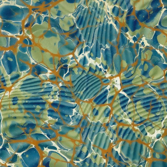 Marbled paper in blues and greens