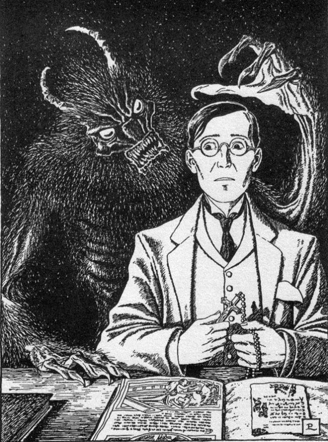 Black and white horror illustration