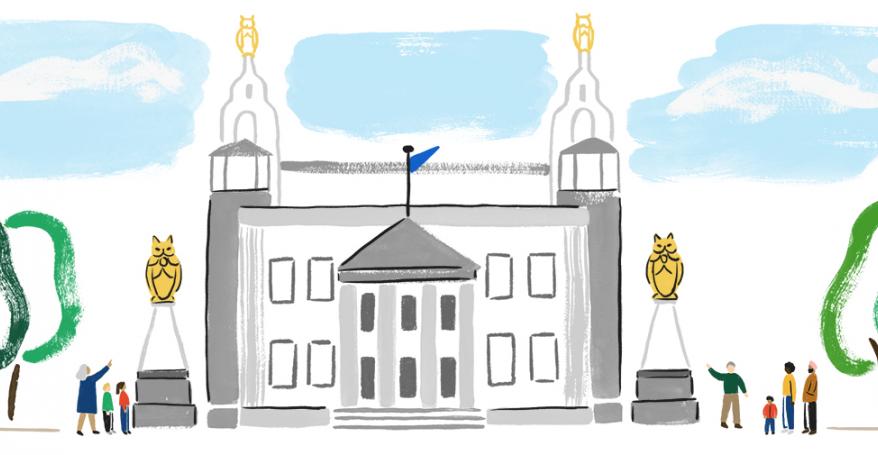 an illustration of landmarks of Leeds