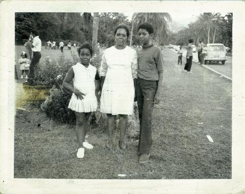 Khadijah's Auntie Violet and children in Jamaica (1960's)