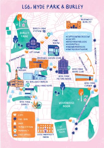map illustration of hyde park and burley