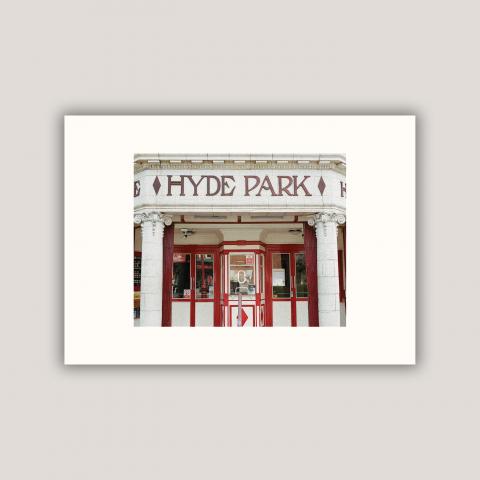 Postcard showing Hyde Park Picture House ticket kiosk
