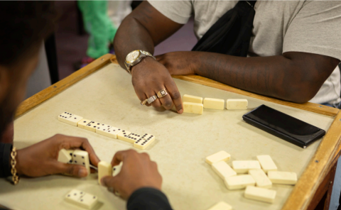 playing dominoes