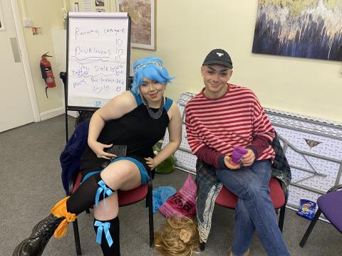 two people smiling