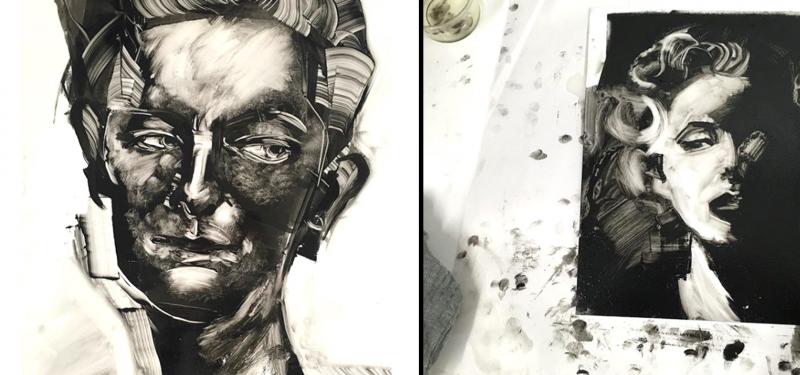 Portraiture workshop with Monoprinting