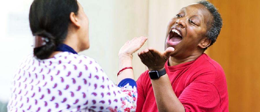 Older ladies enjoying dance class 