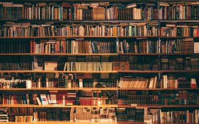 a bookcase filled with books