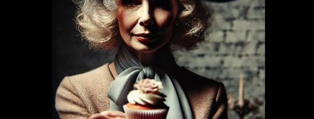 Lady holding cake